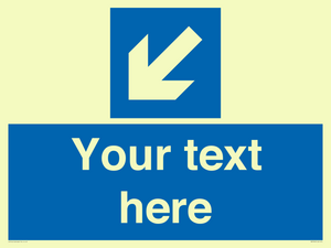 Custom Mandatory directional sign, blue arrow down and left